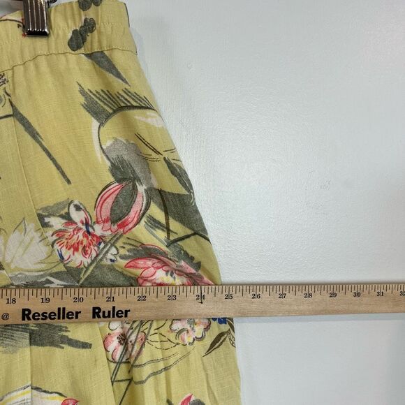 Vintage 80s Patrizia’s Mondi Yellow Floral Bermuda 18 Linen Germany Lagenlook - Picture 9 of 15